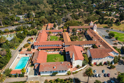 Santa barbara mission, aerial photo.