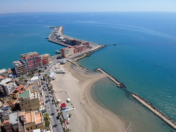 High angle view of beach against sky
