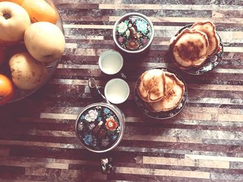 High angle view of food on table