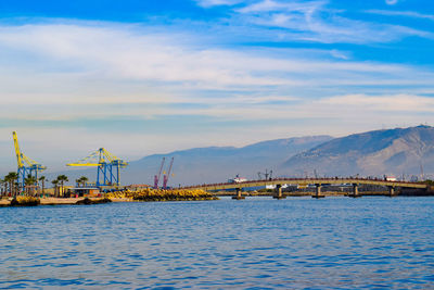 View of bridge over sea against sky