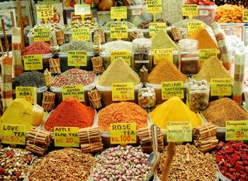 Various fruits for sale at market stall