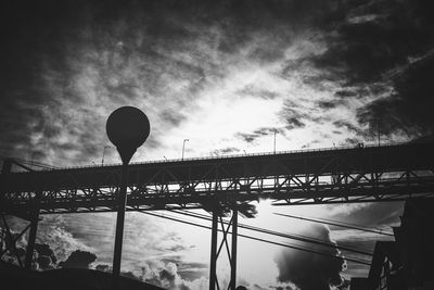 Low angle view of street light against cloudy sky