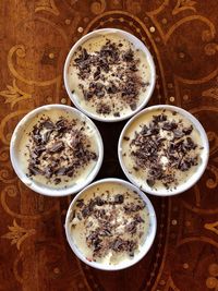 High angle view of coffee on table