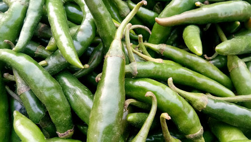 Full frame shot of green chili peppers