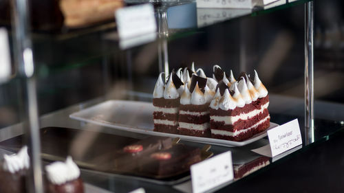 Close-up of cake for sale in store