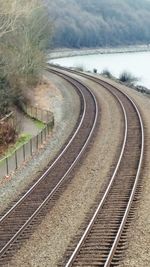 View of railroad tracks at coast