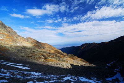 Scenic view of mountains during winter