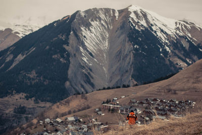 Scenic view of snowcapped mountains