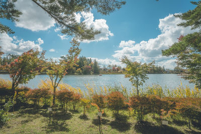 Scenic view of lake against sky