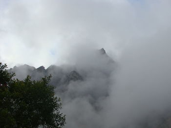 Low angle view of mountains against sky
