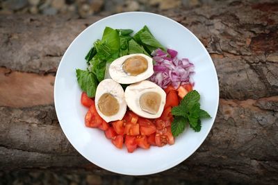 High angle view of meal served in plate