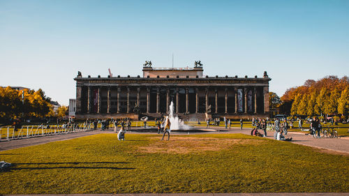 Group of people in front of building