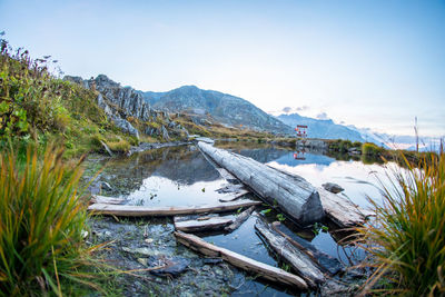 Scenic view of lake against sky