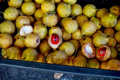 High angle view of fruits for sale in market
