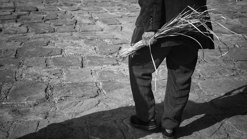 Low section of man standing on ground