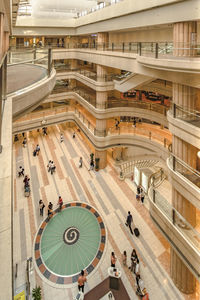 High angle view of people in shopping mall