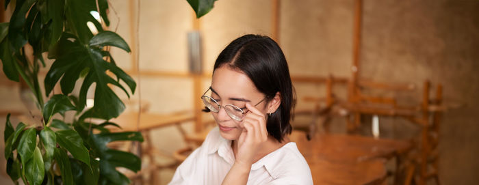 Young woman looking away