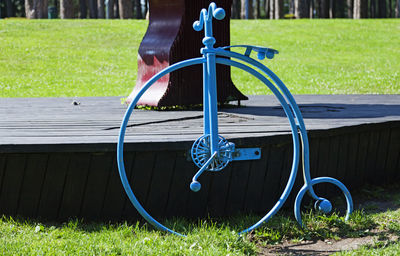 Bicycle parked in lawn