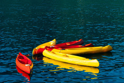 High angle view of yellow floating on lake