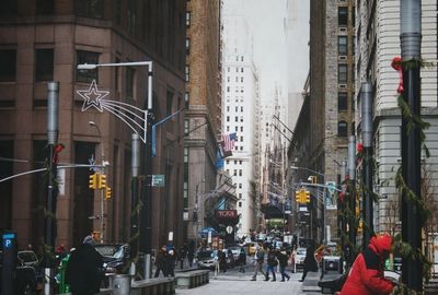 People walking in city street