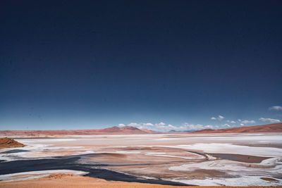 Scenic view of landscape against clear blue sky