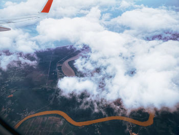 Aerial view of smoke emitting from airplane