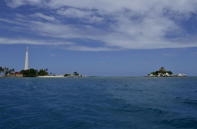 Scenic view of sea against cloudy sky