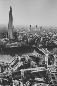 Cityscape against clear sky