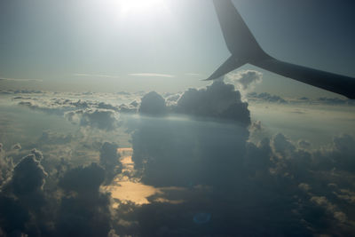 Aerial view of cloudscape against sky during sunset