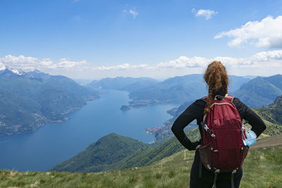 Trekking scene on lake como alps