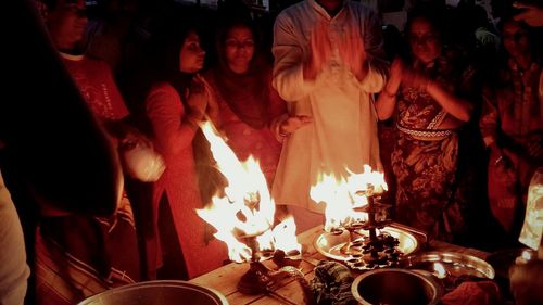 Close-up of lit candles