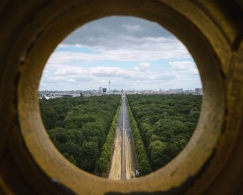 Scenic view of road seen through window