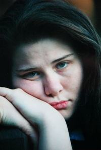 Close-up portrait of sad young woman