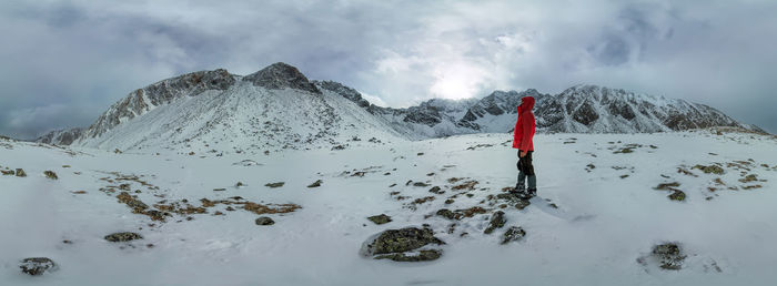 Scenic view of snowcapped mountain against sky