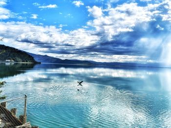 Scenic view of lake against sky