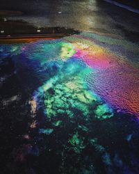 High angle view of rainbow over water