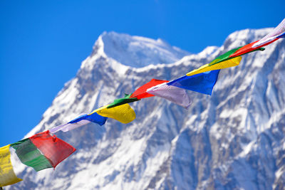 Annapurna range seen behind some prayer flags 