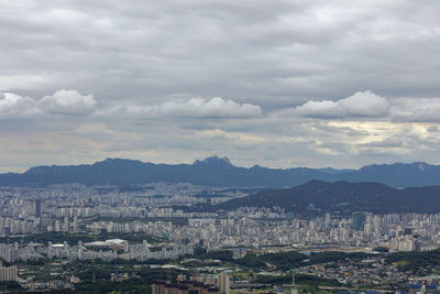 High angle view of townscape against sky