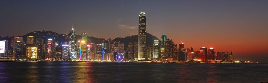 Illuminated cityscape at night