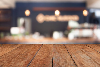 Close-up of wooden table