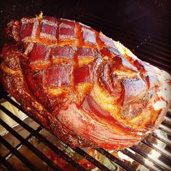 Close-up of meat on barbecue grill