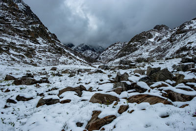 Snow covered mountain against sky