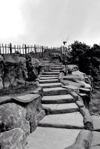 Low angle view of stairs against sky