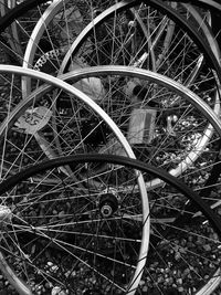 High angle view of bicycle wheel