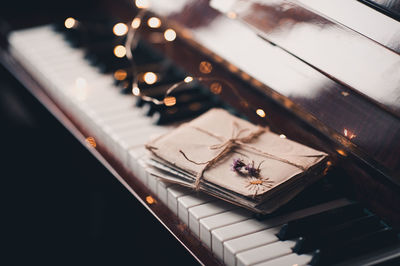 Close-up of piano keys