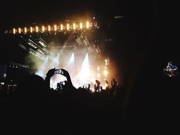 Firework display at night