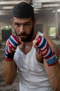 Close-up of shirtless boxer