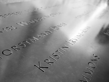 Close-up of text on wall