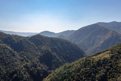 Scenic view of mountains against clear sky