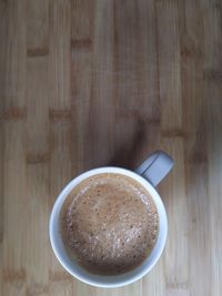 High angle view of coffee on table